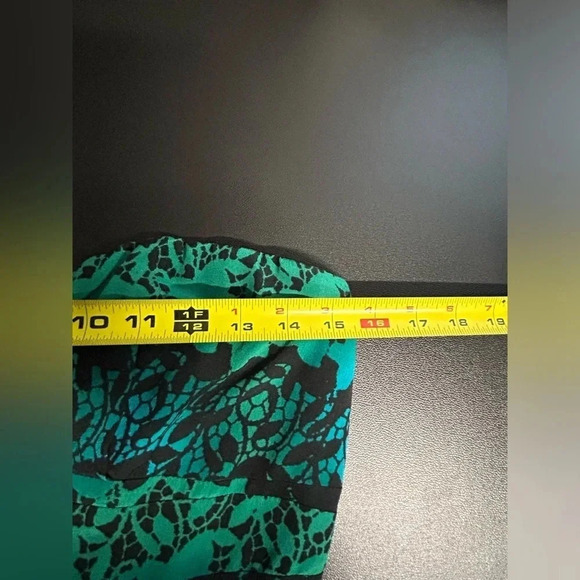 Silk Green Animal Print Mini Dress Women’s Medium Strapless‎ Pockets Party - Picture 8 of 16